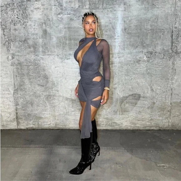 HOUSE OF CB 'Rokael' Shadow Layered Mini Skirt NWOT - Picture 5 of 13